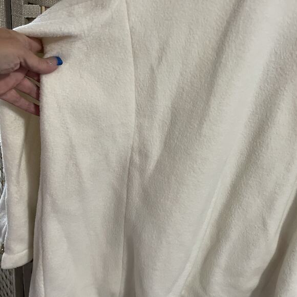 Bob Mackie Zip Front Fleece Coat Size 2X Ivory Gold Zipper Accents Pockets NEW - Picture 6 of 12